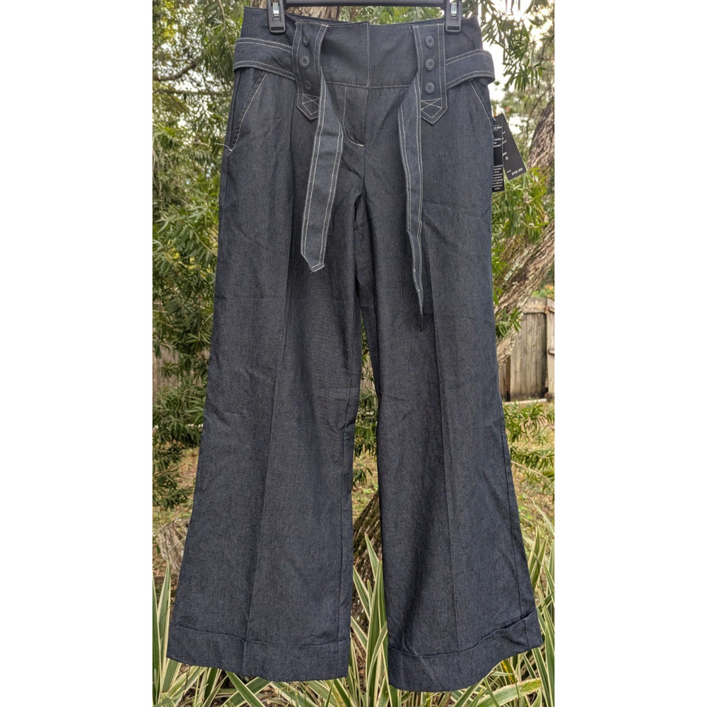 Robert Louis Wide Leg Pants High Waist Navy Blue Size 8